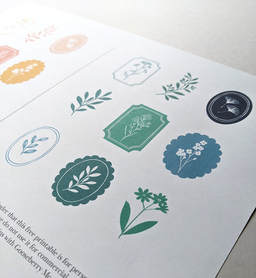 Free printable botanical stickers — Gooseberry Moon